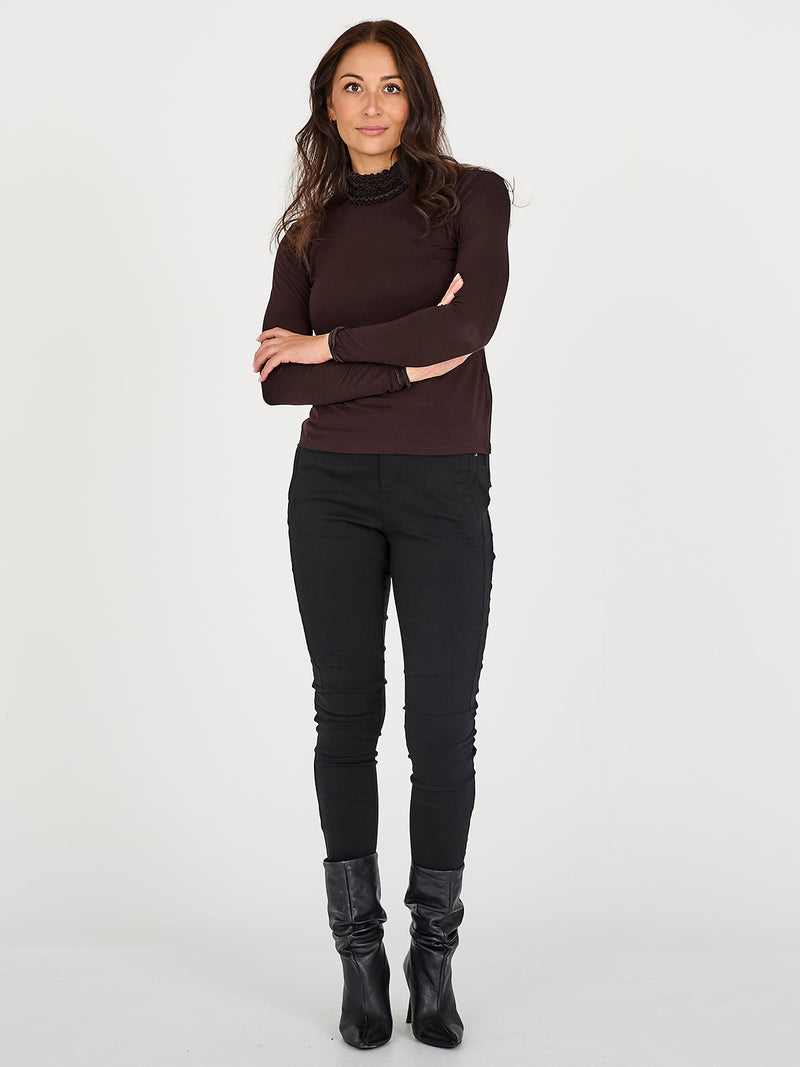 NÜ ADELE Rollkragen T-Shirt Tops und T-shirts 224 Dark Brown