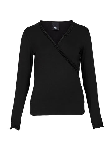 NÜ ADELE Wickel-T-Shirt Tops und T-shirts Schwarz