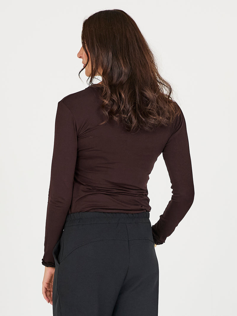 NÜ ADELE Wickel-T-Shirt Tops und T-shirts 224 Dark Brown