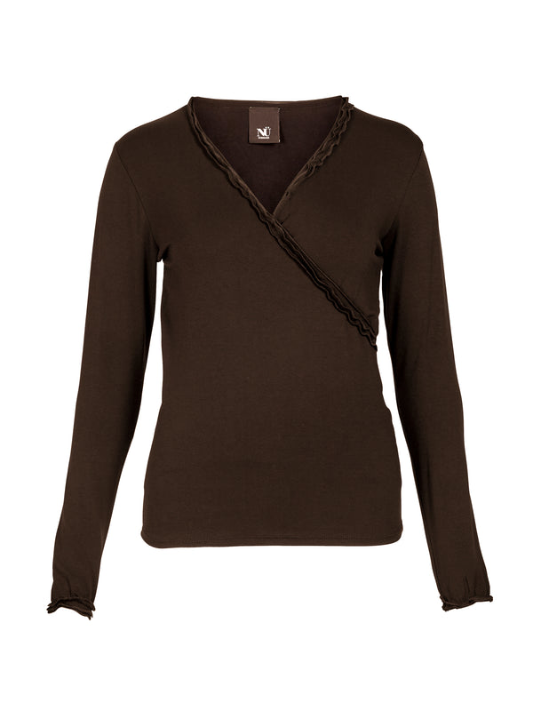 NÜ ADELE Wickel-T-Shirt Tops und T-shirts 224 Dark Brown