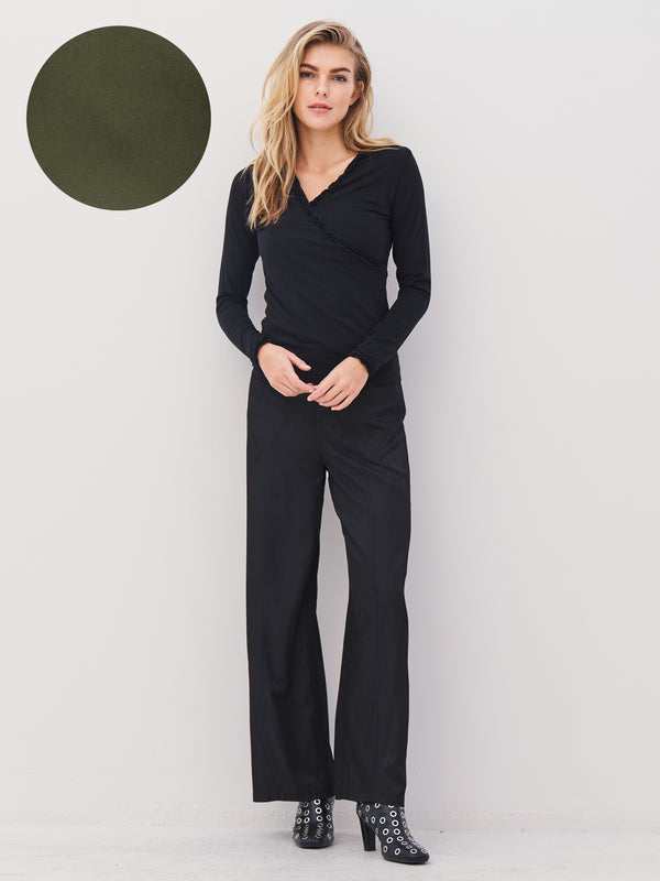 NÜ ADELE Wickel-T-Shirt Tops und T-shirts 393 Army