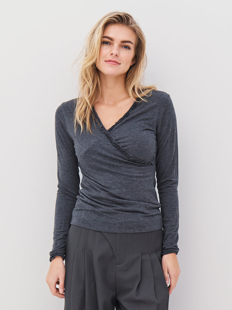 NÜ ADELE Wickel-T-Shirt Tops und T-shirts 901 Grey