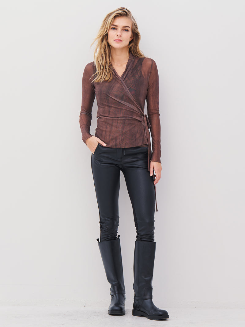 NÜ AGNA Wickelbluse Blusen 289 Brown Mix