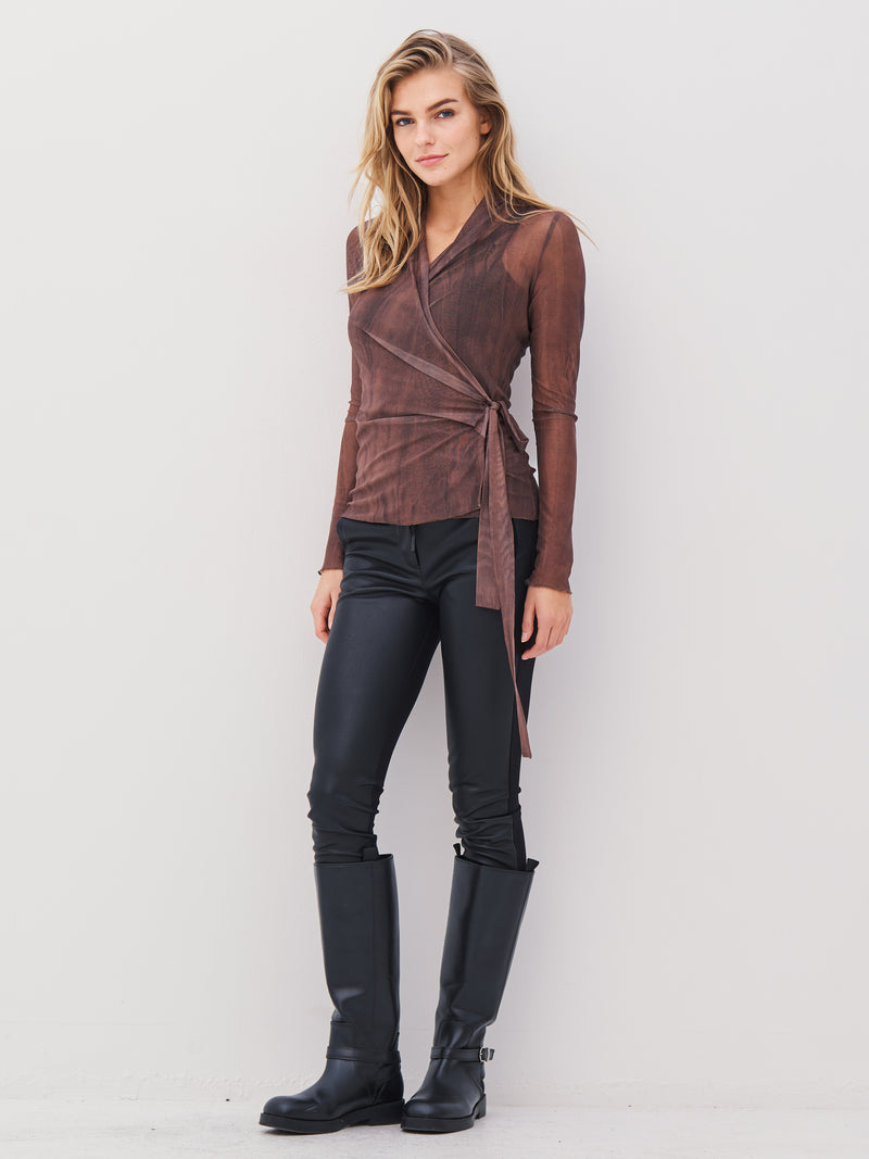 NÜ AGNA Wickelbluse Blusen 289 Brown Mix