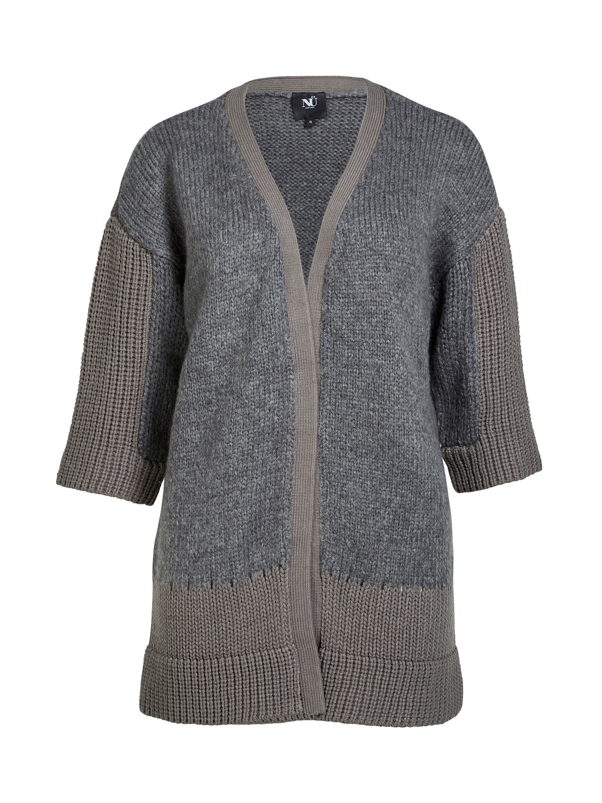 Strick Cardigan Wickel Strickjacke Grau Cashmere-Wickelcardigan