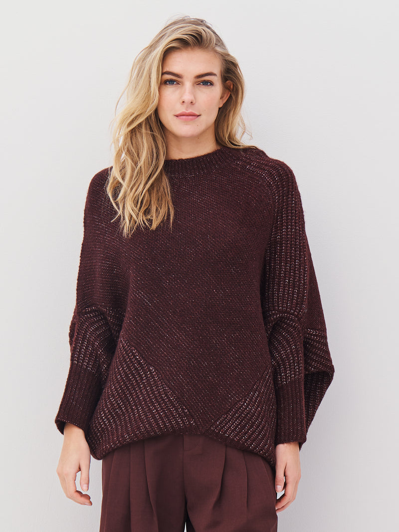 NÜ AMIA Strickponcho Ponchos 789 Grape Mix