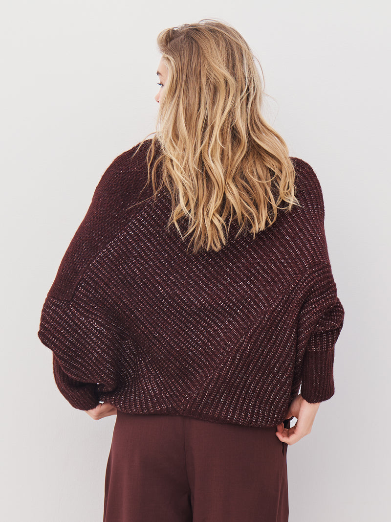 NÜ AMIA Strickponcho Ponchos 789 Grape Mix