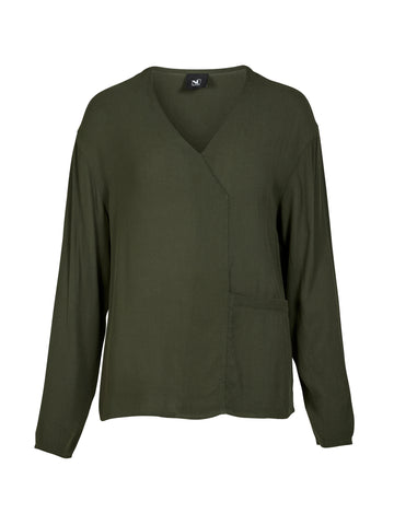 NÜ ANNI V-Ausschnitt Bluse Blusen 385 Dark Green