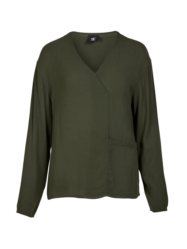 NÜ ANNI V-Ausschnitt Bluse Blusen 385 Dark Green