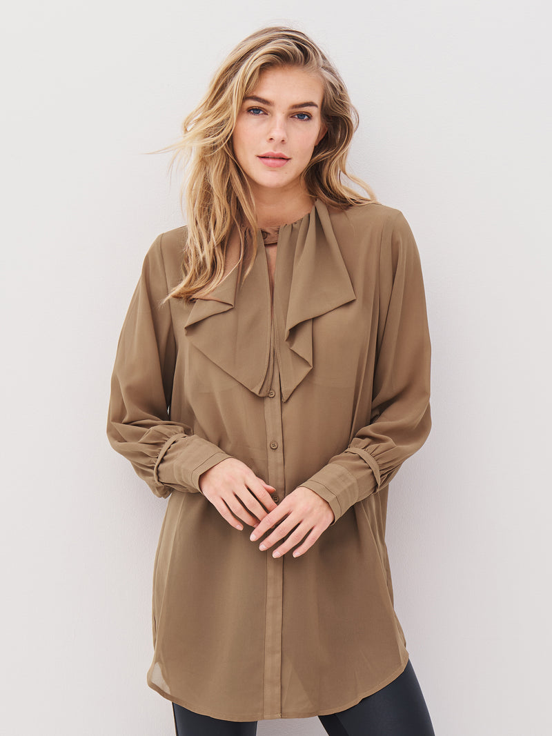 NÜ ASTRID lange Hemd Hemdblusen 220 Camel