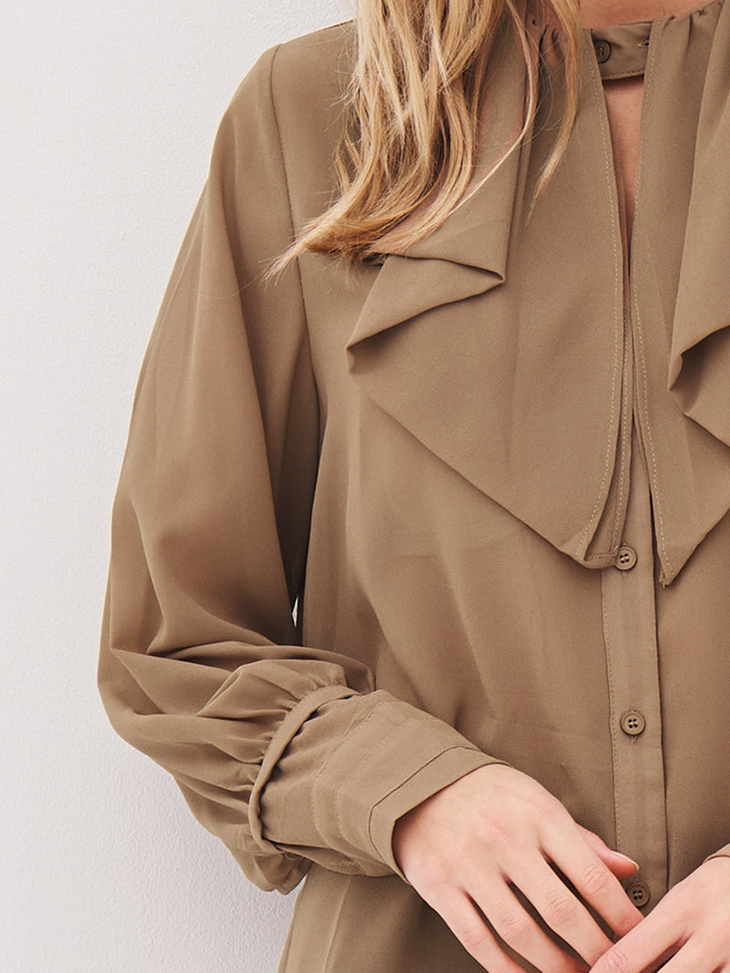 NÜ ASTRID lange Hemd Hemdblusen 220 Camel