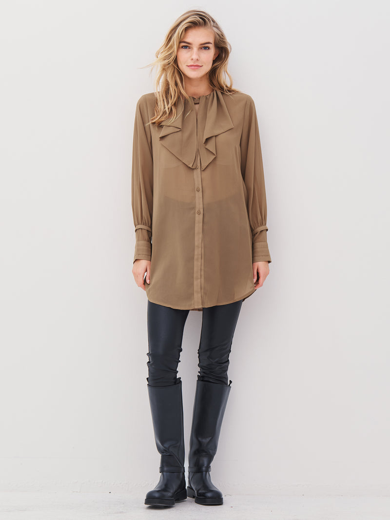 NÜ ASTRID lange Hemd Hemdblusen 220 Camel