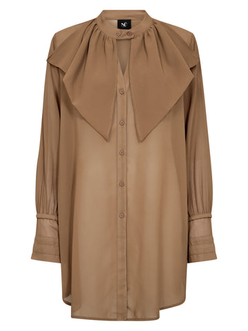 NÜ ASTRID lange Hemd Hemdblusen 220 Camel