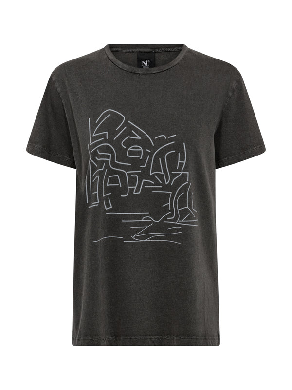 NÜ AYZA t-shirt gefärbt Tops und T-shirts Schwarz mix