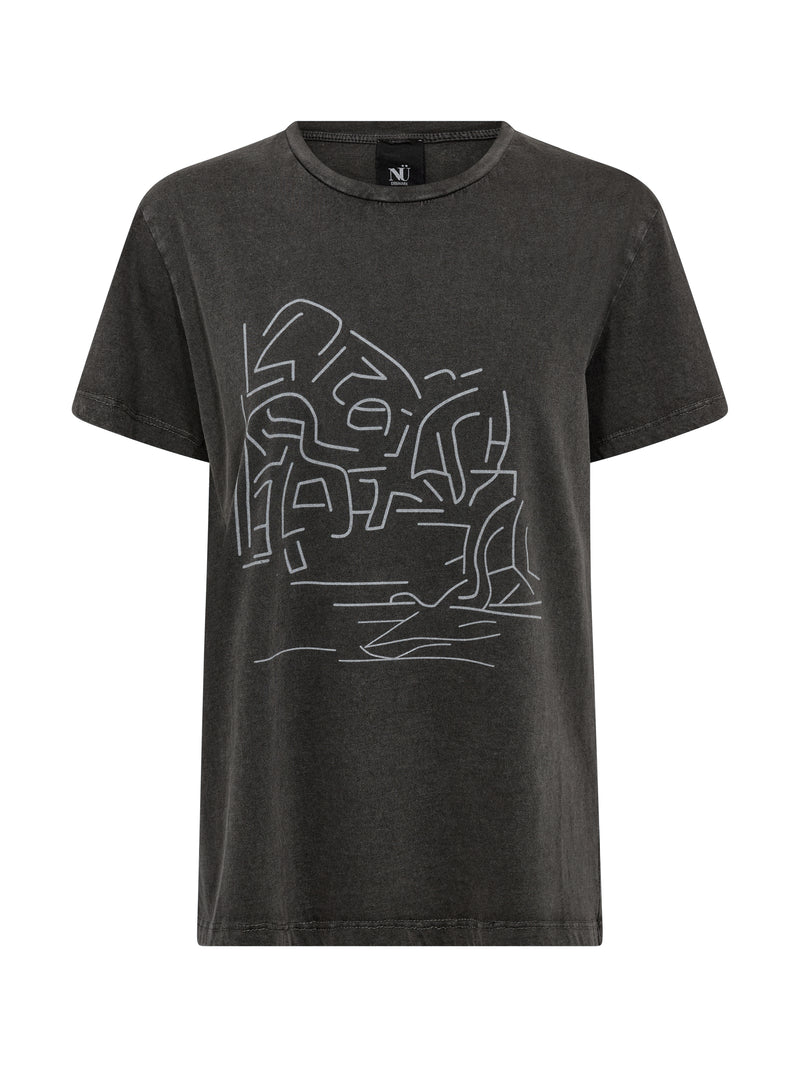 NÜ AYZA t-shirt gefärbt Tops und T-shirts Schwarz mix