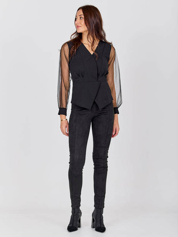 NÜ BAO Bluse Blusen Schwarz