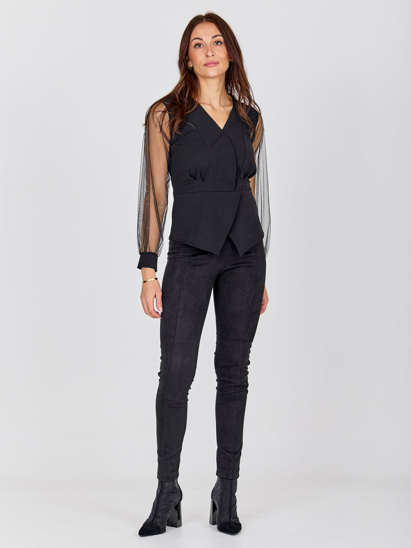 NÜ BAO Bluse Blusen Schwarz