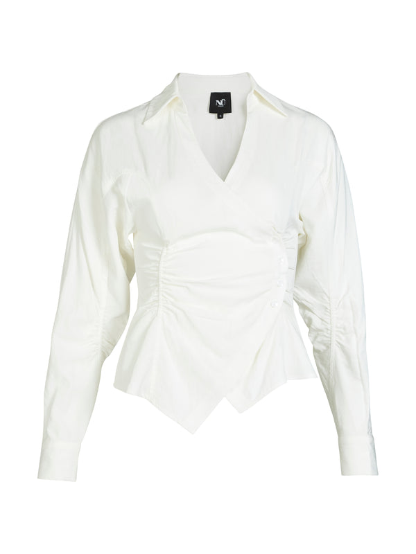 NÜ BEO V-Ausschnitt Shirt Hemdblusen 110 Creme