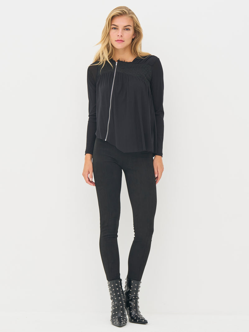 NÜ BETH Reißverschlussbluse Blusen Schwarz