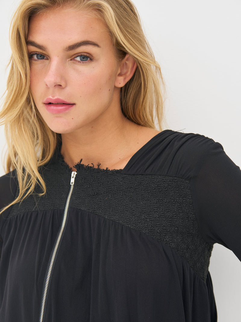 NÜ BETH Reißverschlussbluse Blusen Schwarz