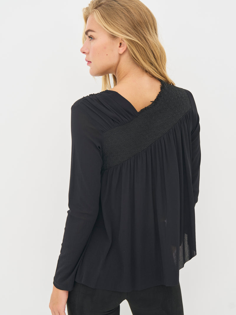 NÜ BETH Reißverschlussbluse Blusen Schwarz