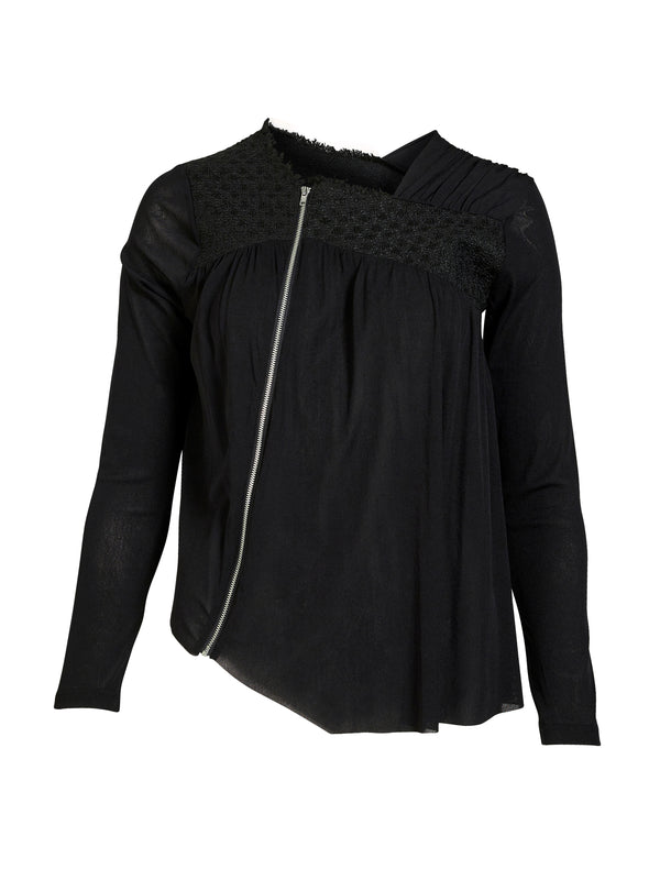 NÜ BETH Reißverschlussbluse Blusen Schwarz