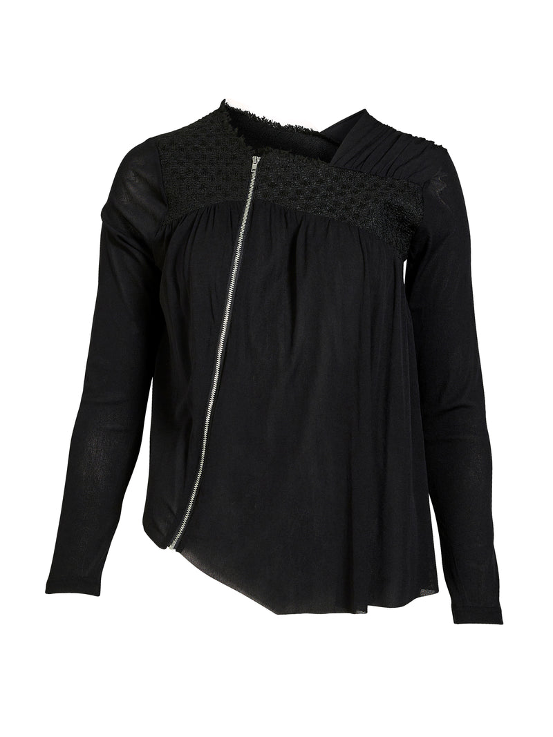 NÜ BETH Reißverschlussbluse Blusen Schwarz