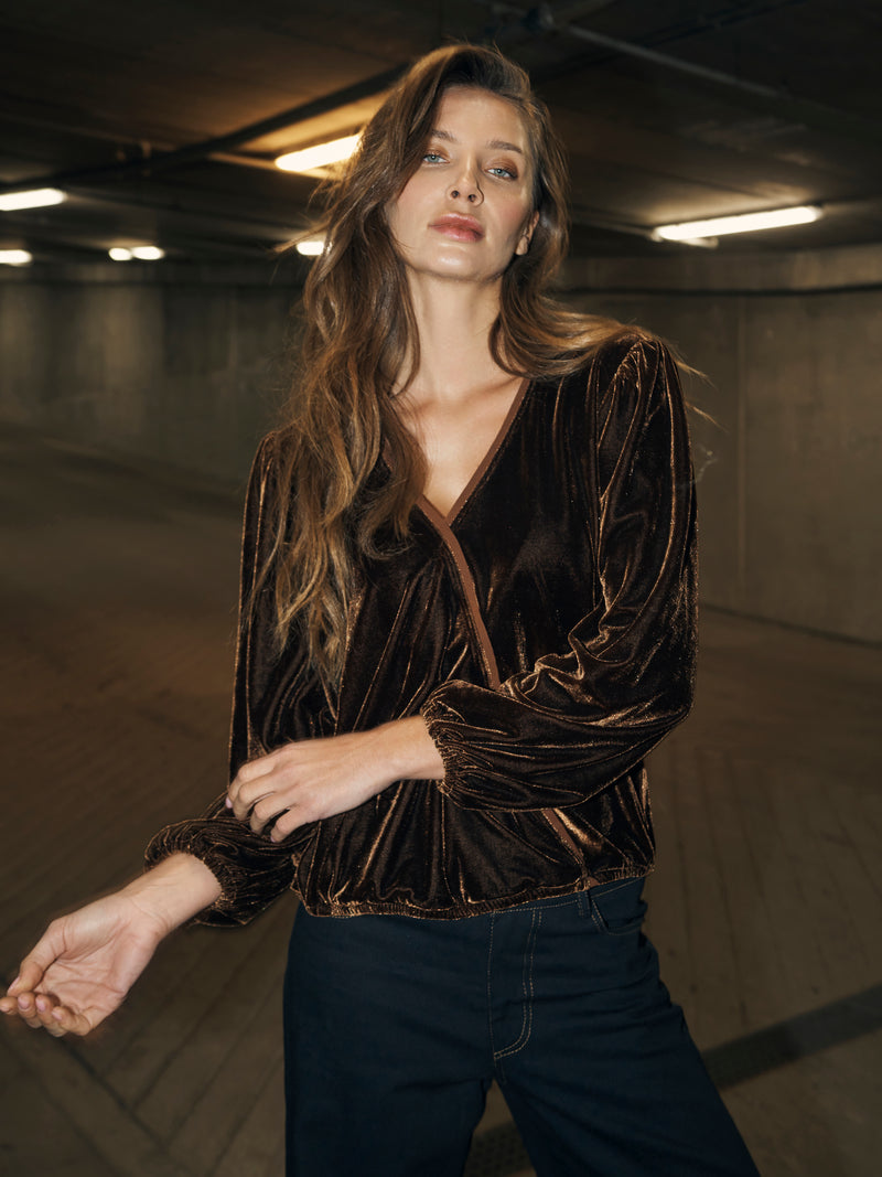 NÜ BILLE Wickelbluse Blusen 294 Dark Earth