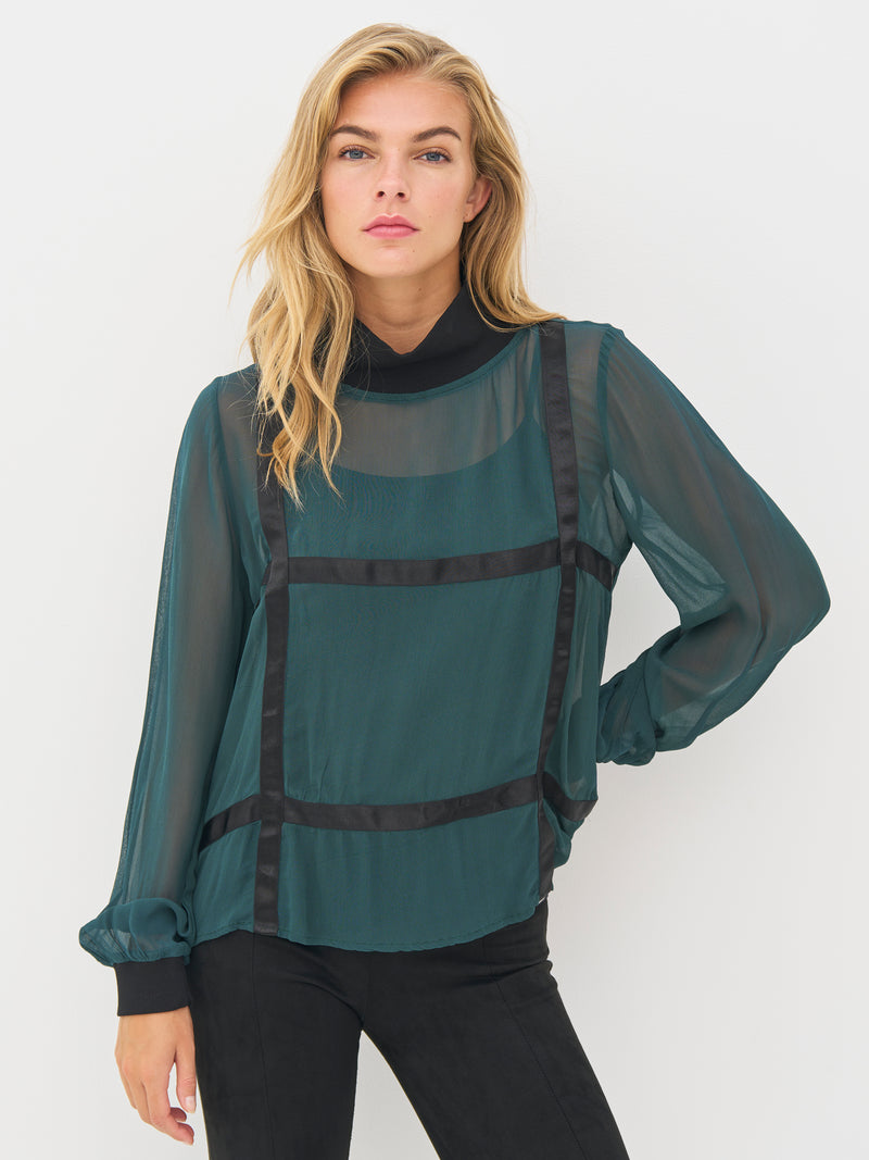 NÜ BILLIE Bluse Blusen 355 Petrol green mix