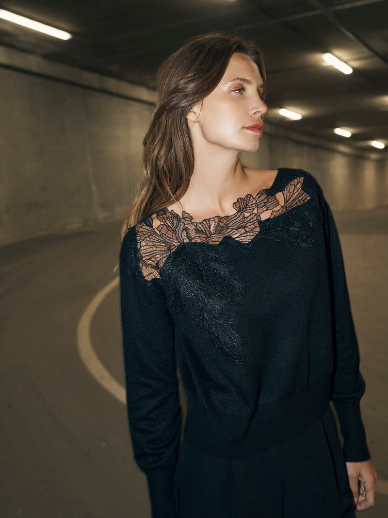 NÜ BOBBI Strickbluse Strick Schwarz