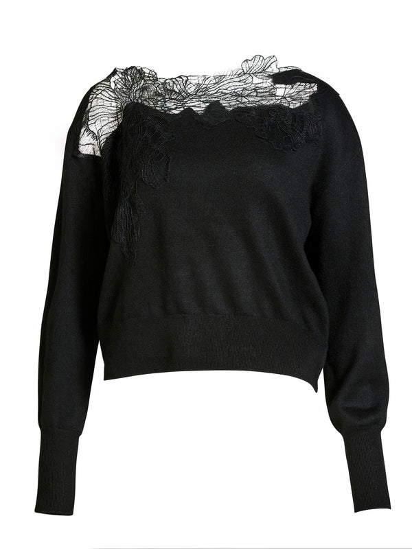 NÜ BOBBI Strickbluse Strick Schwarz