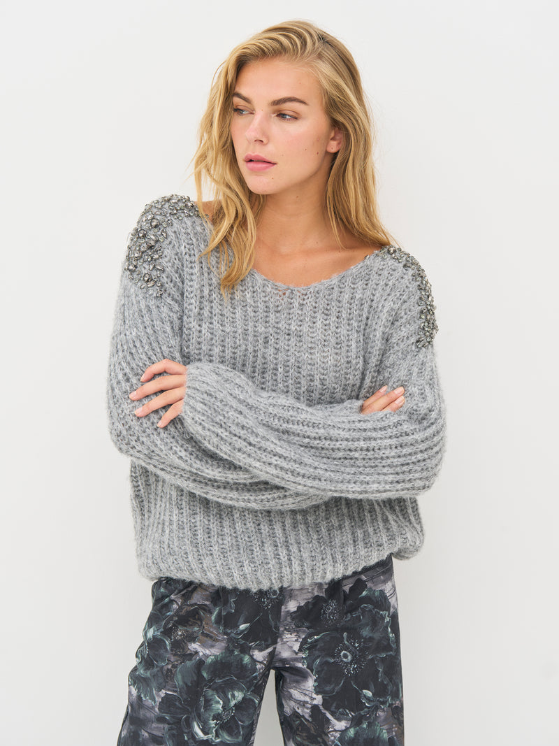 NÜ BODIL Strickbluse Strick 989 iron grey
