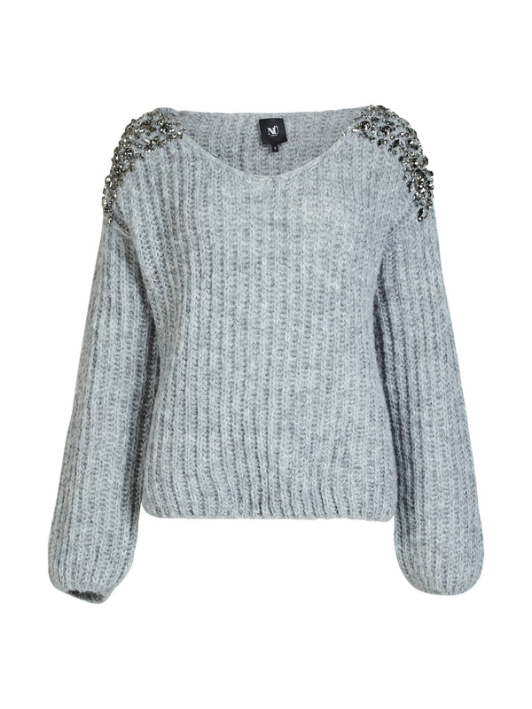 NÜ BODIL Strickbluse Strick 989 iron grey