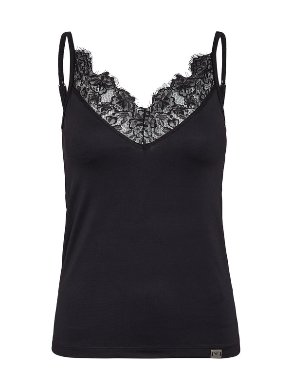 NÜ Bow Top with lace Tops und T-shirts Schwarz