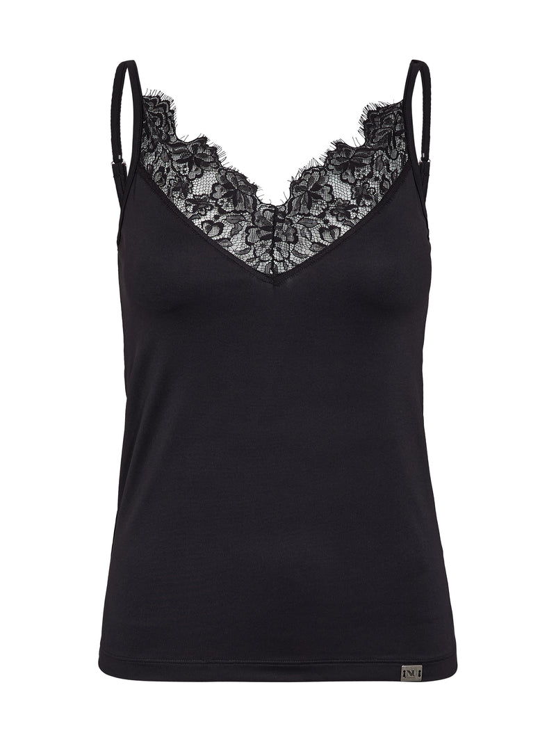 NÜ Bow Top with lace Tops und T-shirts Schwarz