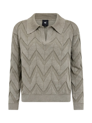 NÜ CAROLINE V-Ausschnitt Strick Blusen 393 Army