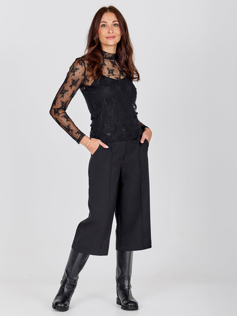 NÜ CHERIESE Mesh Top Tops und T-shirts Schwarz