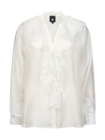 NÜ ELLY Hemd Rüsche Hemdblusen 110 Creme