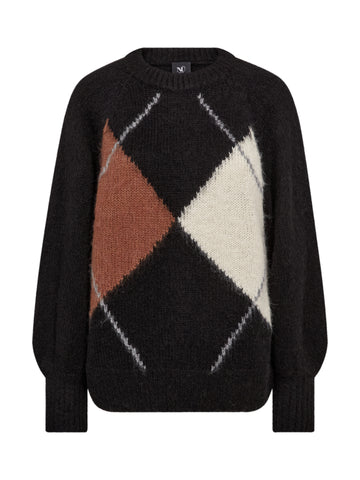 NÜ EVA Blouse Knit Strick Schwarz mix