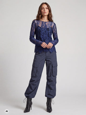 NÜ Essie Spitzenbluse Blusen 476 Navy
