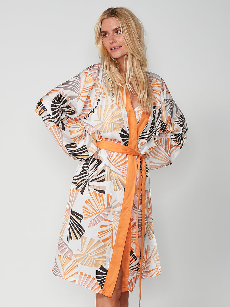 NÜ PENNY gemusterter Kimono Kleider 644 Hot Orange mix