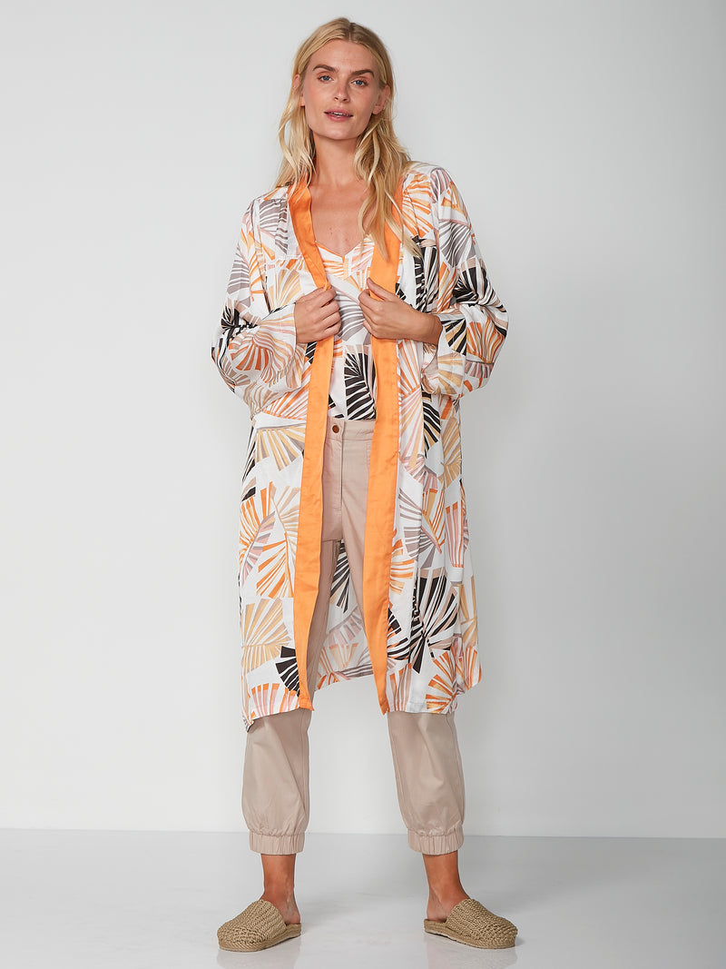 NÜ PENNY gemusterter Kimono Kleider 644 Hot Orange mix