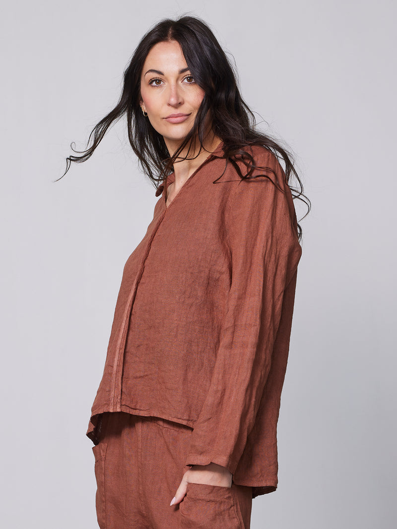 NÜ POLETTE Leinenhemd Hemdblusen 286 Mocca Mousse