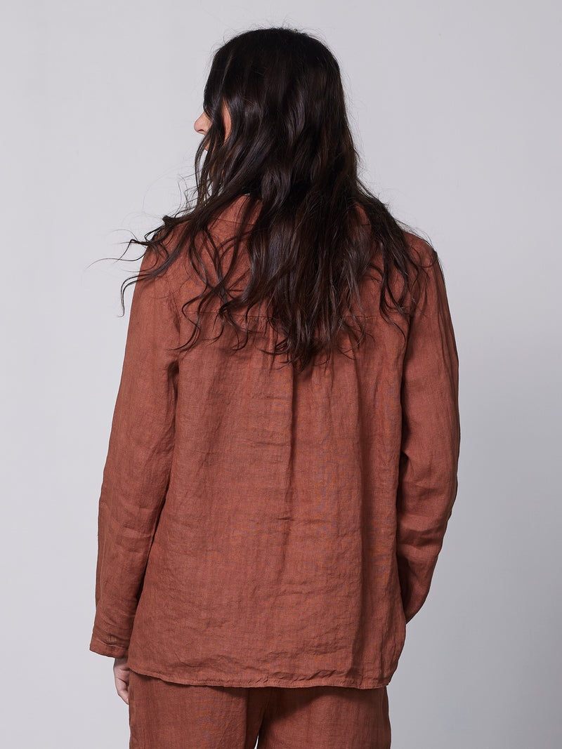 NÜ POLETTE Leinenhemd Hemdblusen 286 Mocca Mousse