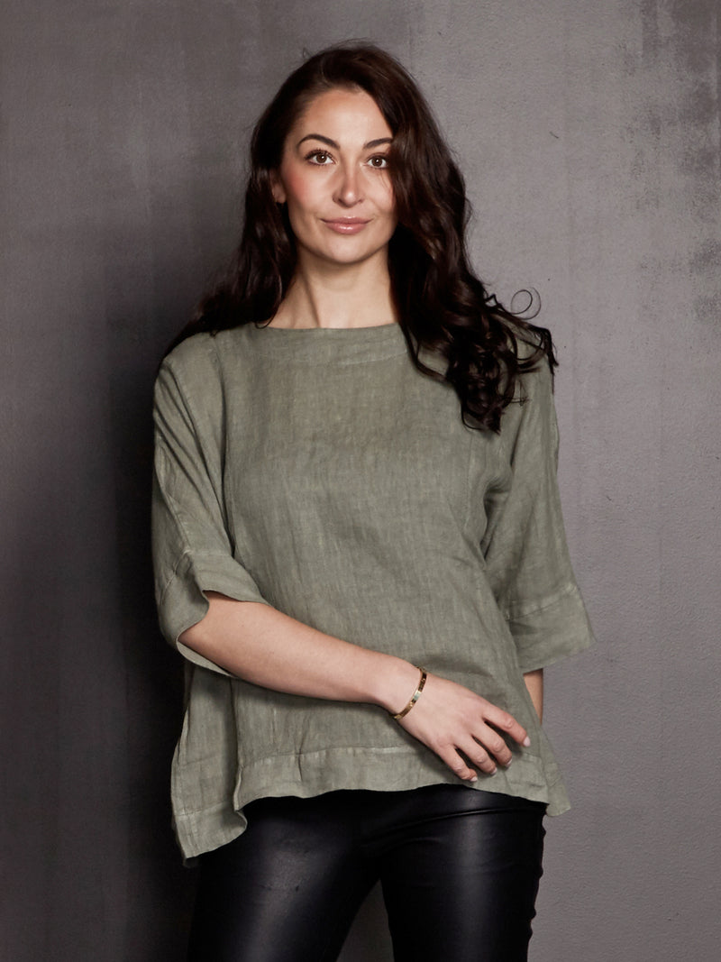 NÜ POLETTE Leinenbluse Tops und T-shirts 393 Army