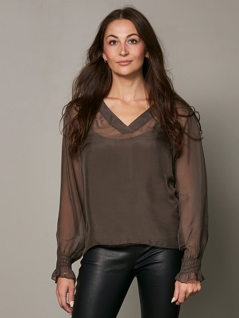 NÜ VANINA Bluse Blusen 224 Dark Brown