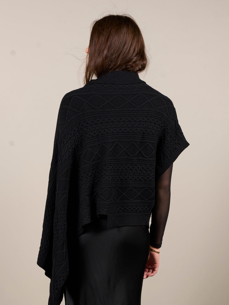 NÜ VILNA Strickponcho Ponchos Schwarz