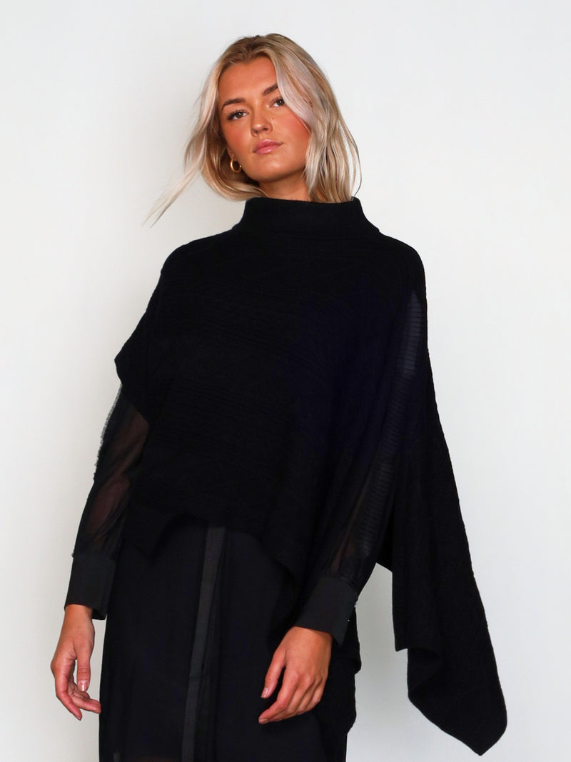 NÜ VILNA Strickponcho Ponchos Schwarz