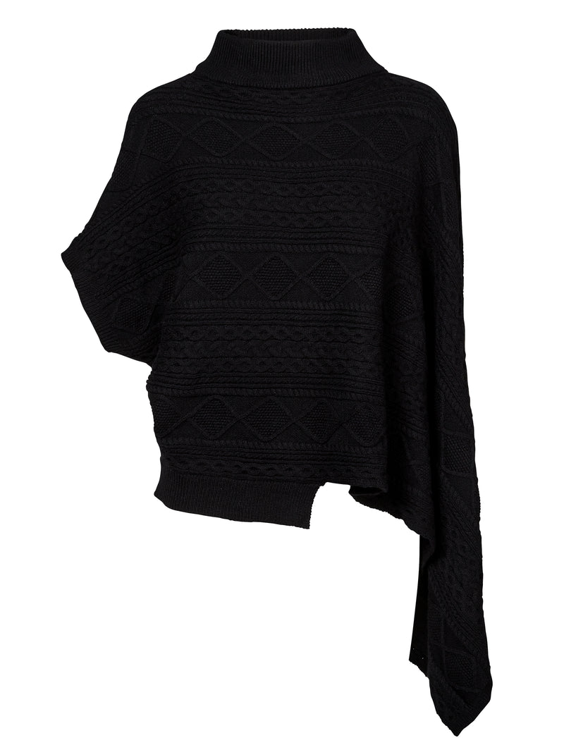 NÜ VILNA Strickponcho Ponchos Schwarz