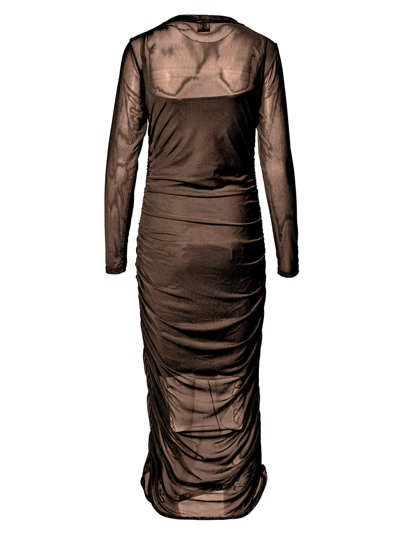 NÜ VINJA Mesh Kleid Kleider 224 Dark Brown